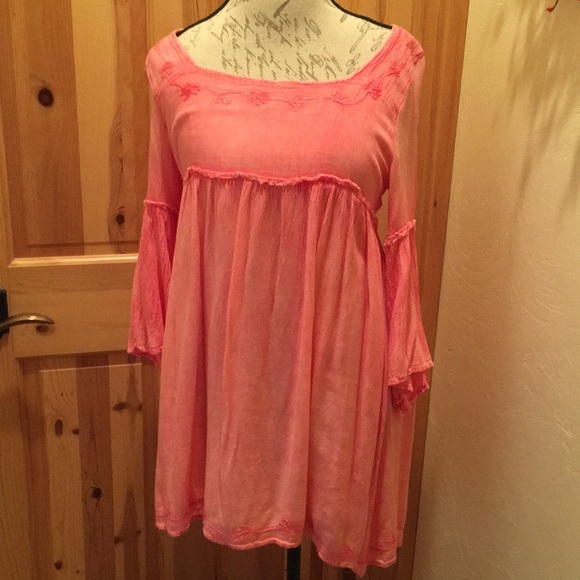 Coral Flowy Festival Dress - Picture 1 of 8